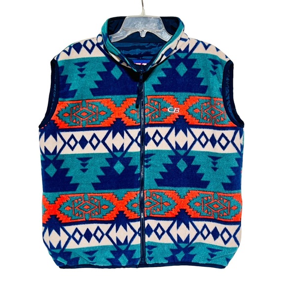Champs Jackets & Blazers - CB Sports Aztec Print 90's Vest - Full Zipper Style - Vintage Unisex Size Medium